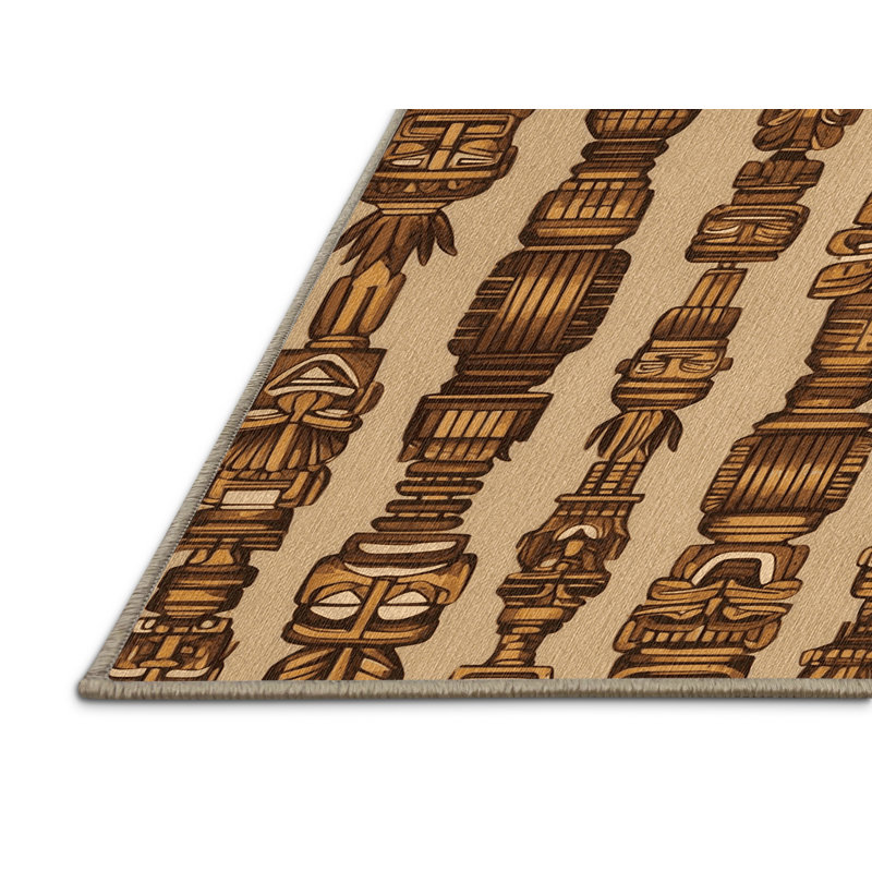  Tapis hawaïen lavable statues Tiki, Rectangle 7 pi x 9 pi