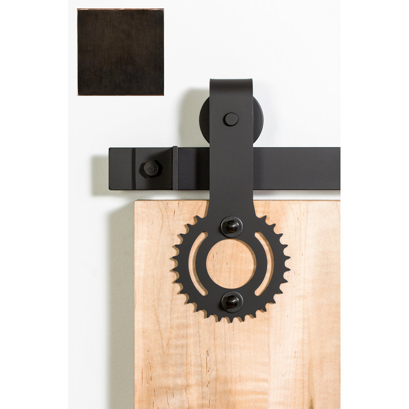 Ensemble de quincaillerie pour porte de grange simple standard Sprocket Premium, 60 po, Bronze antique