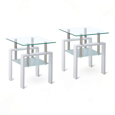 2-Piece Clear Tempered Glass Small Table