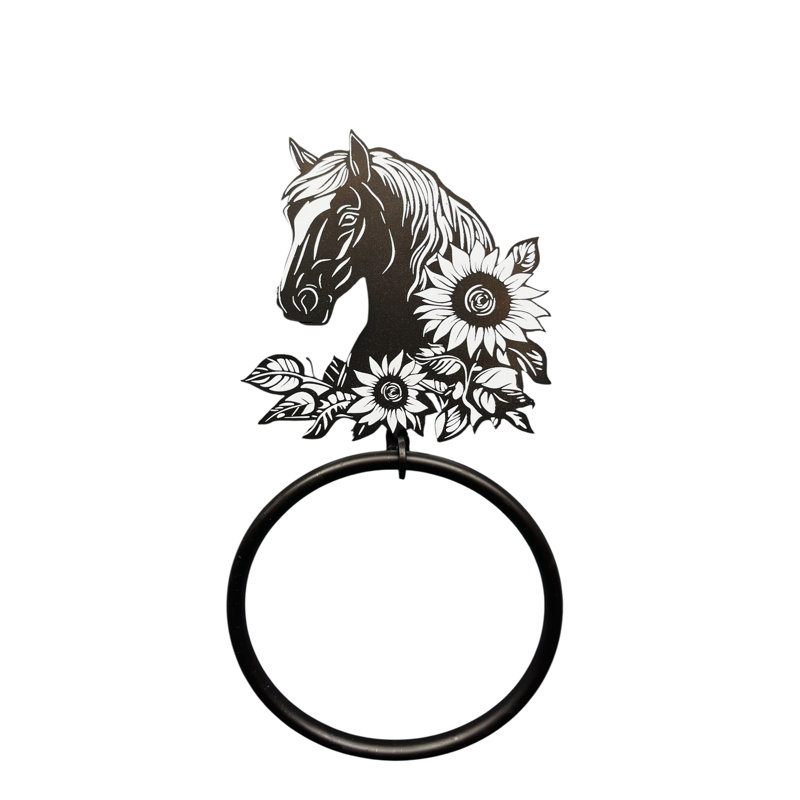 HORSE FLOWER TOWEL RING