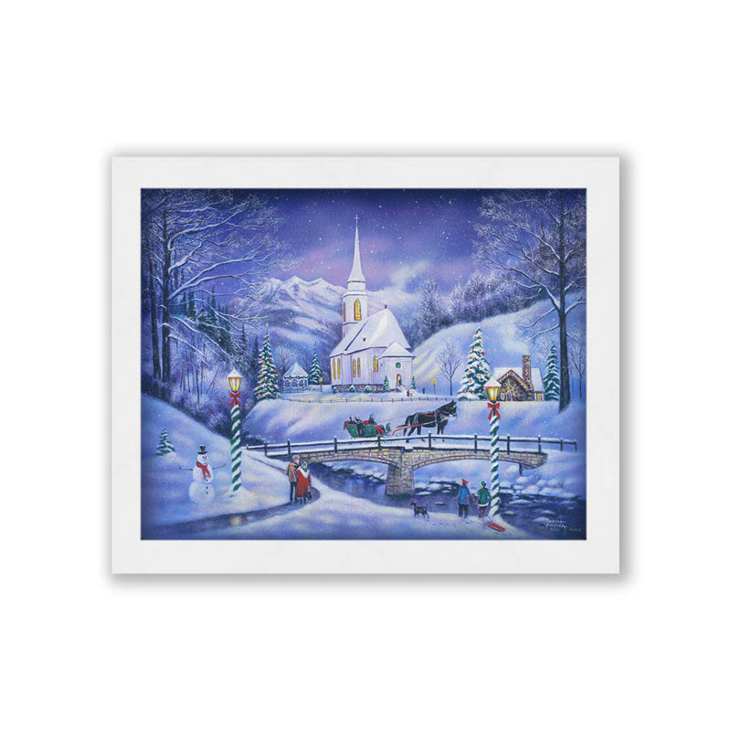 «Mountain Valley Christmas» par Robert Andrea, Pas de tapis, Toile encadrée noire simple, H 10 po x l 12 po x P 1 po