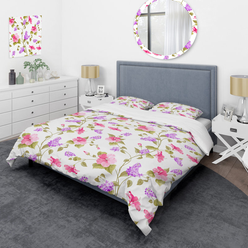 Green/Purple Microfiber Duvet Cover Set, King Duvet Cover + 2 King Shams