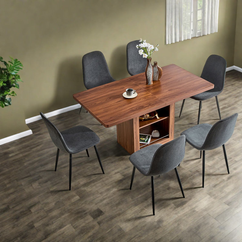 Spacieuses tables de salle à manger extensibles avec rangement, design moderne en bois aggloméré