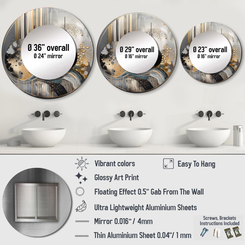 Soft Colours Marble Abstract I - Abstract Marble Round Mirror Wall Decor_MTMIR59812, 36" x 36"