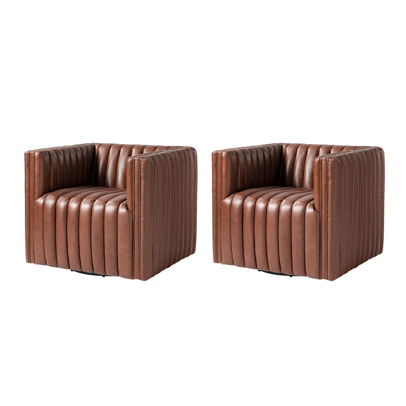 Chaise pivotante en cuir véritable Elisa, Brun