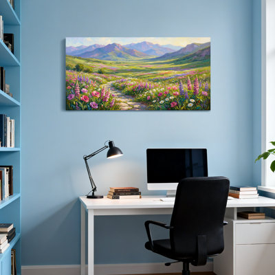 Scenic &Cityscapes Mountain Valley Flower Path Landscape Painting