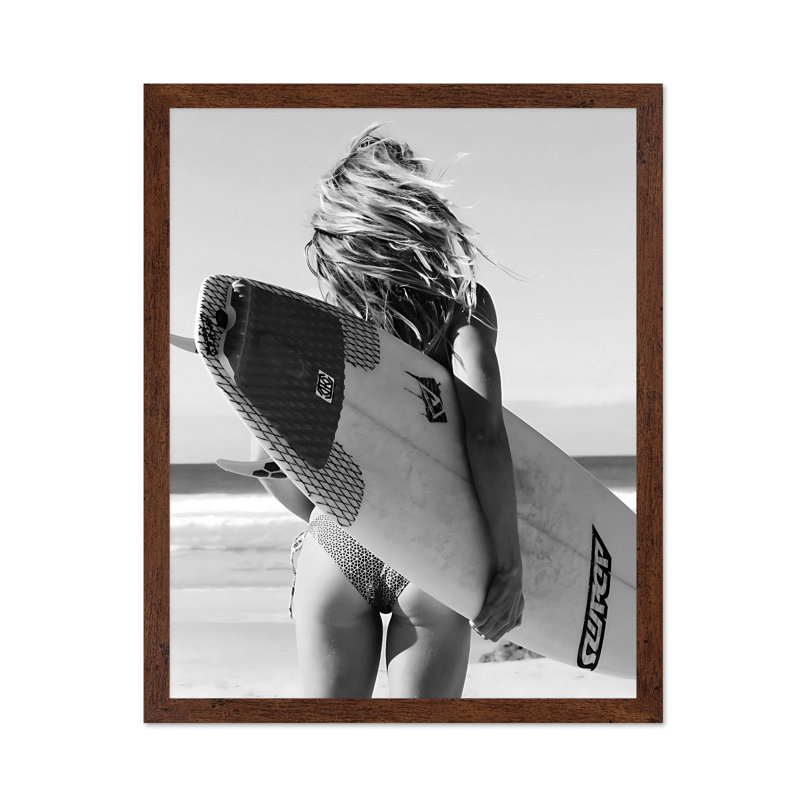 Surfer Girl No2, Poster, 18"H x 24"W, Brown Framed