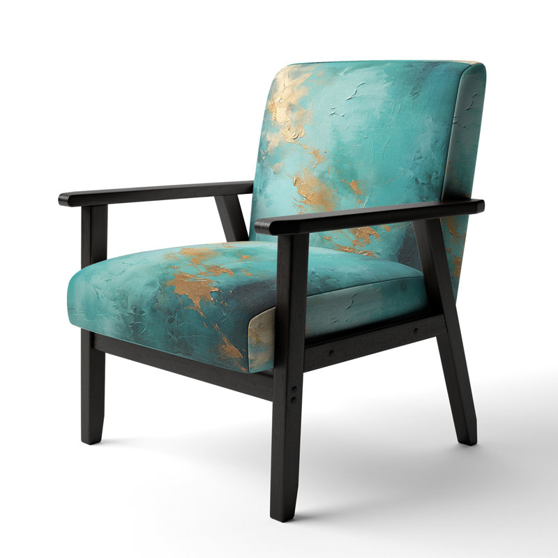 Turquoise Tranquility VI - Upholstered Contemporary Arm Chair, Teal Accent Chair