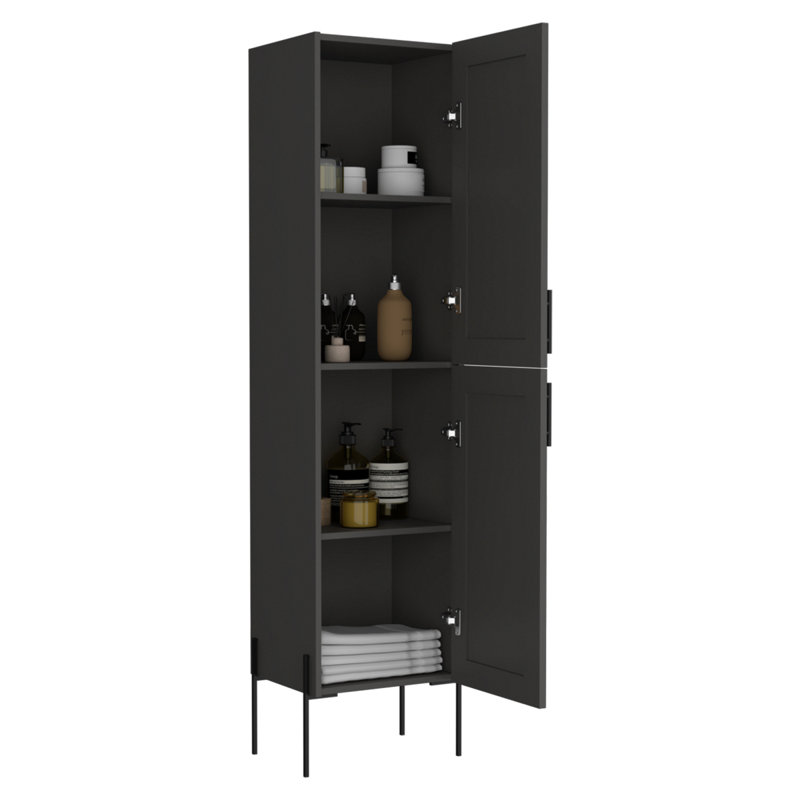 Grande armoire à shaker en lin à une porte à quatre niveaux 71 po Hagi