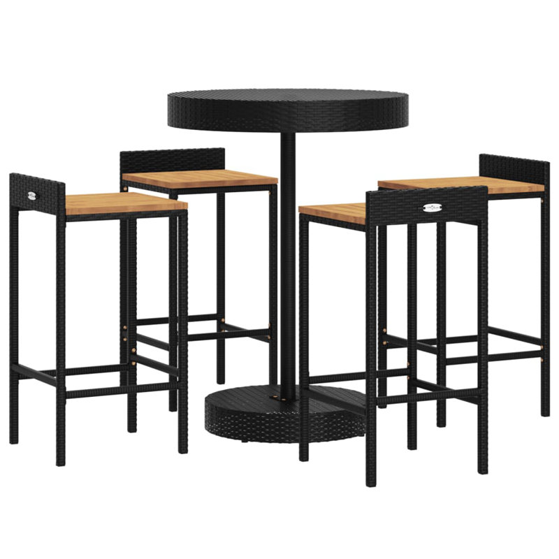 Makela 40cm Solid Wood Bar Set, Black