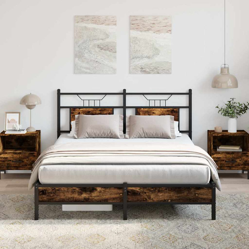 Bed Frame, 137 x 190cm, Smoked Oak