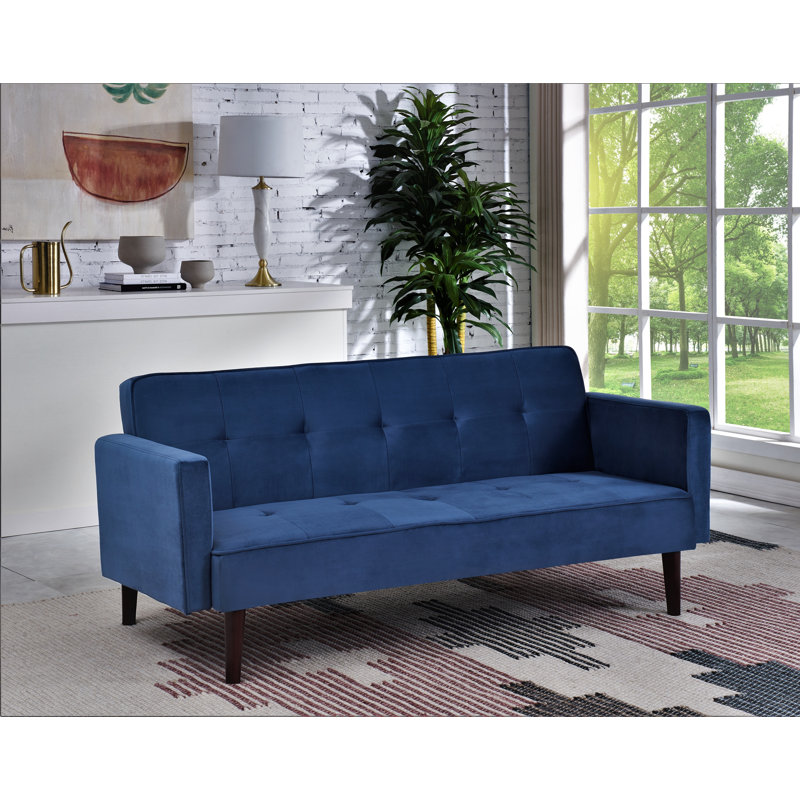 The 72'' wide Regal Mid-Century Convertible Sofa, Deep Blue