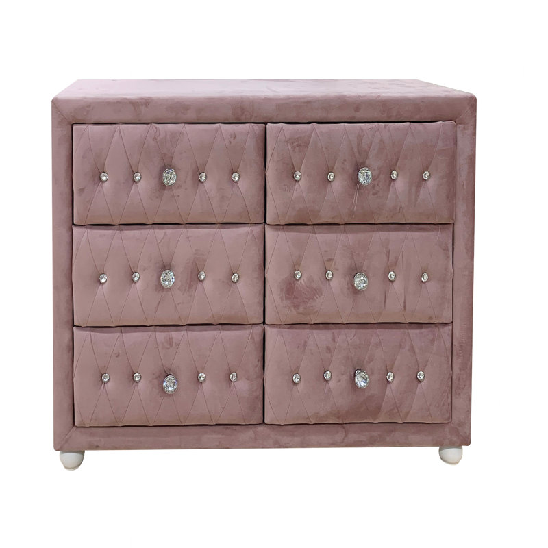 Commode en tissu rose