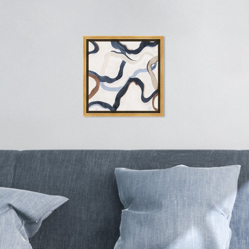 Sentiers de la vie III - peinture sur toile, Cadre doré, H 13,5 po x l 13,5 po