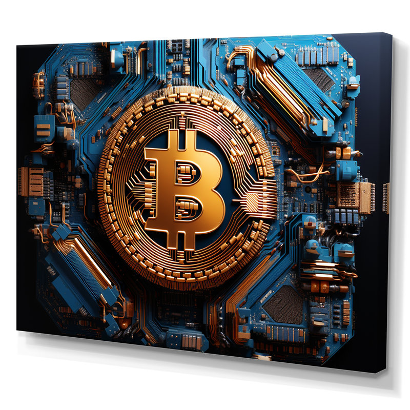 Azur, mode, Bitcoin - art mural mode, Toile tendue, H 12 po x l 20 po x P 1 po