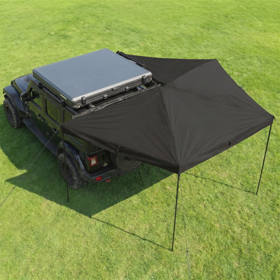 270° Car Awning, 6.6ft Pull-Out Vehicle Shelter w/ Blackout Coating, Waterproof for SUV, Passenger Side