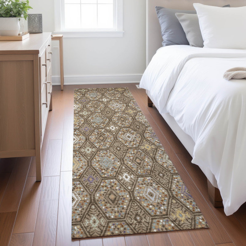 Machine Washable Indoor/Outdoor Chantille ACN2471 Global Rug, 2'3" x 7'6" Runner, Brown