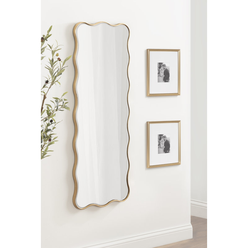 Miroir de salle de bain rectangulaire festonné, Doré, 47,25 po x 18 po