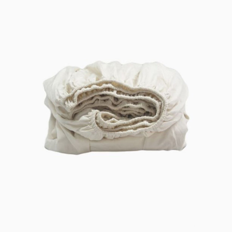 400TC Sateen Solid Cotton Fitted Sheet Fits Upto 10" Deep Pocket, Twin Fitted Sheet, Ivory