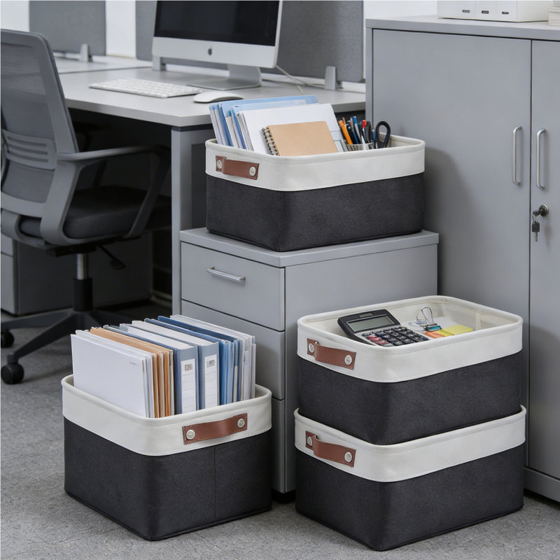 4 paniers de rangement en tissu pour tablettes, paniers de rangement en lin pour l'organisation, bacs de rangement décoratifs pour vêtements, maison
