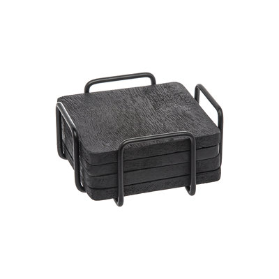 Ensemble de sous-verres en bois Wallis Godinger avec support