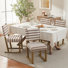Striped Fabric Side Dining Chairs, Solid Wood Sled Legs (Set of 4)