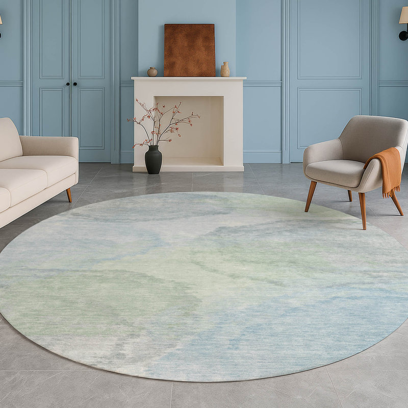 Tapis d'intérieur / extérieur lavable à la machine Chantille ACN2443, Ciel, Rond 8 pi