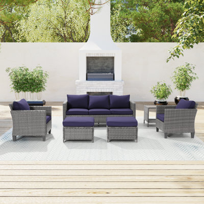 Jonson Wicker 5 - Person Patio Conversation Set with Cushions