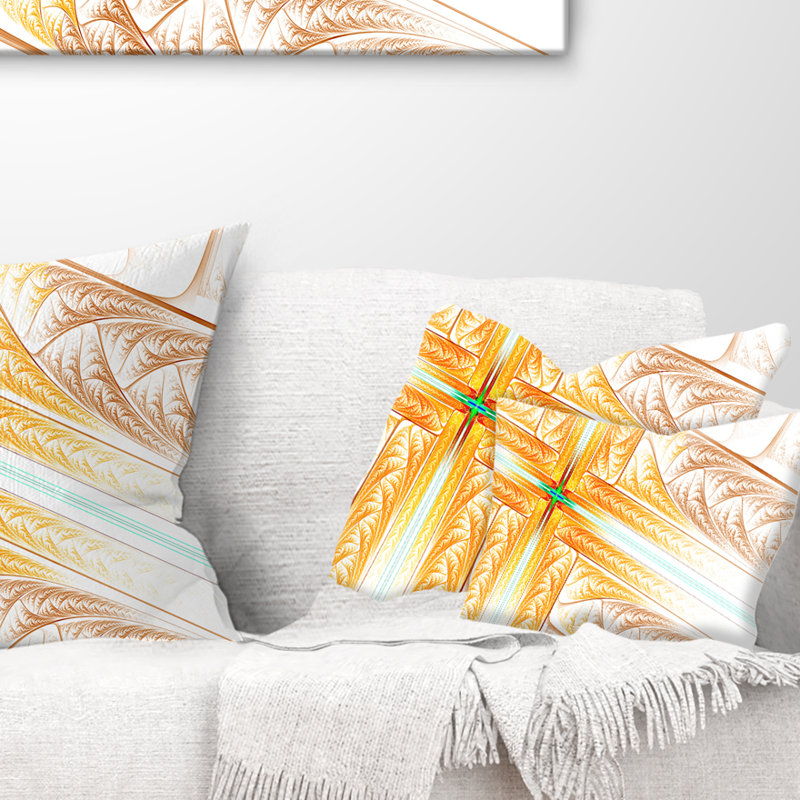 Fractal Cross Design - Abstract Printed Throw Pillow, Brown