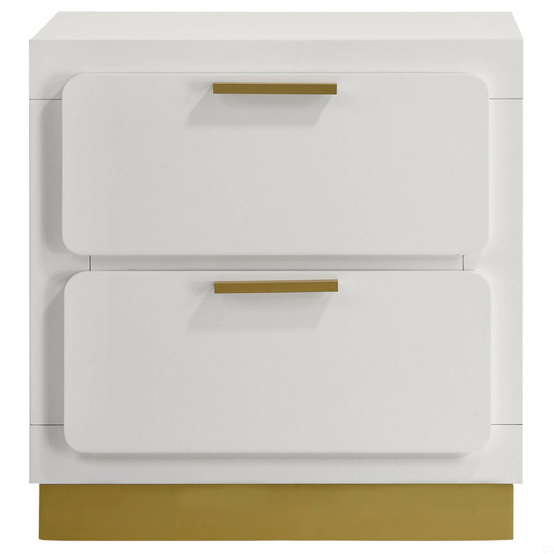 Table de chevet 2 tiroirs, Blanc