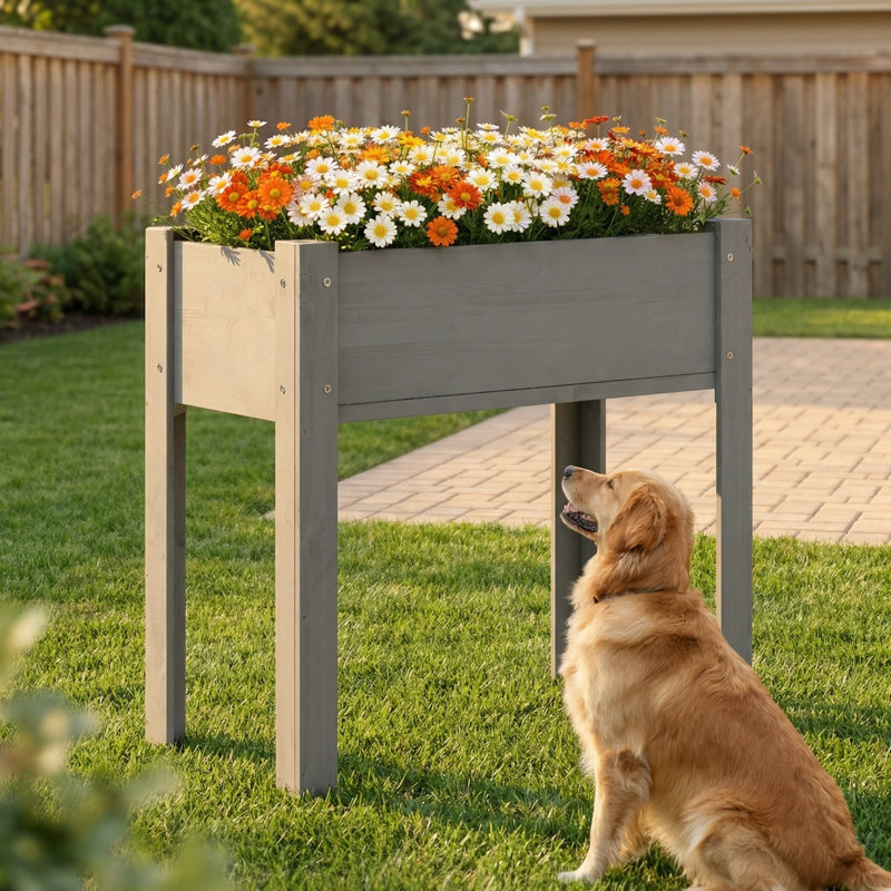 Wood Elevated Raised Garden Bed