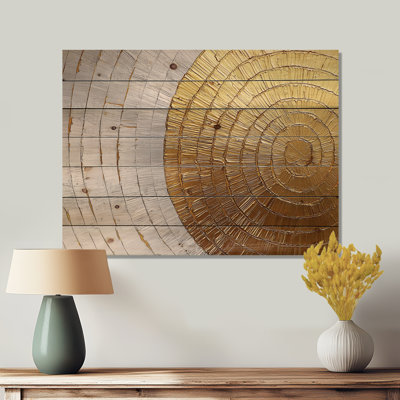 Abstract Golden Wood Slide II - Forest Wood Wall Decor - On Natural Pine Wood