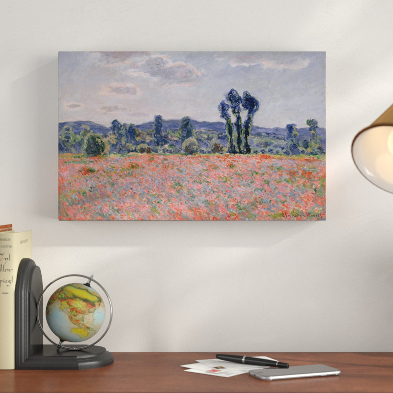 « popy field » par claude monet, reproduction de peinture à l’huile sur toile tendue, H 22 po x l 32 po x P 2 po