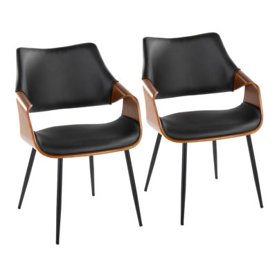 Arshad High Back Chair with Tapered Metal Legs - Set of 2