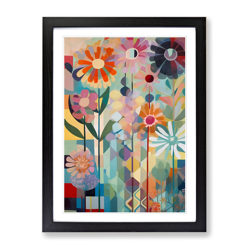 FRM-V0523-965X Flowers Orphism Vol.7 - Picture Frame Print, Black, 46cm H x 34cm W x 2cm D