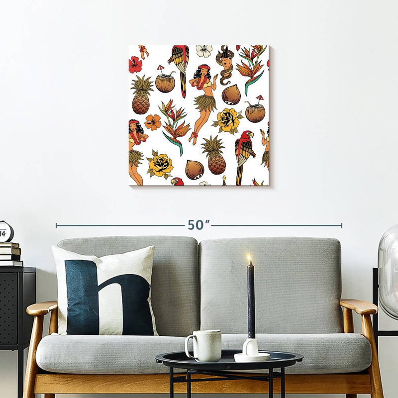 Motif hawaïen tropical Kerner, H 24 po x l 24 po