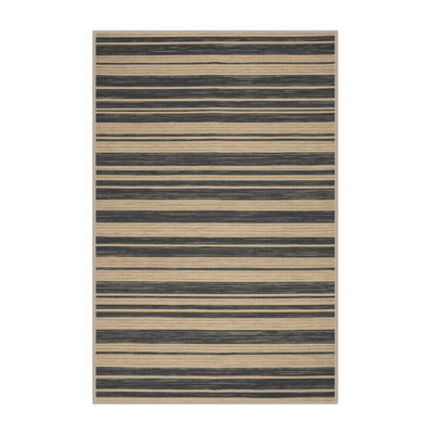 Machine Washable Horizontal Stripes Brown Area Rug