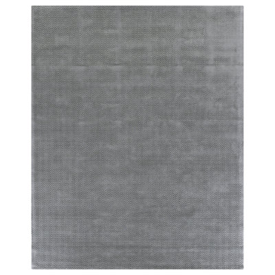 Pavo Hand Tufted Tencel Chevron Area Rug in Light Silver