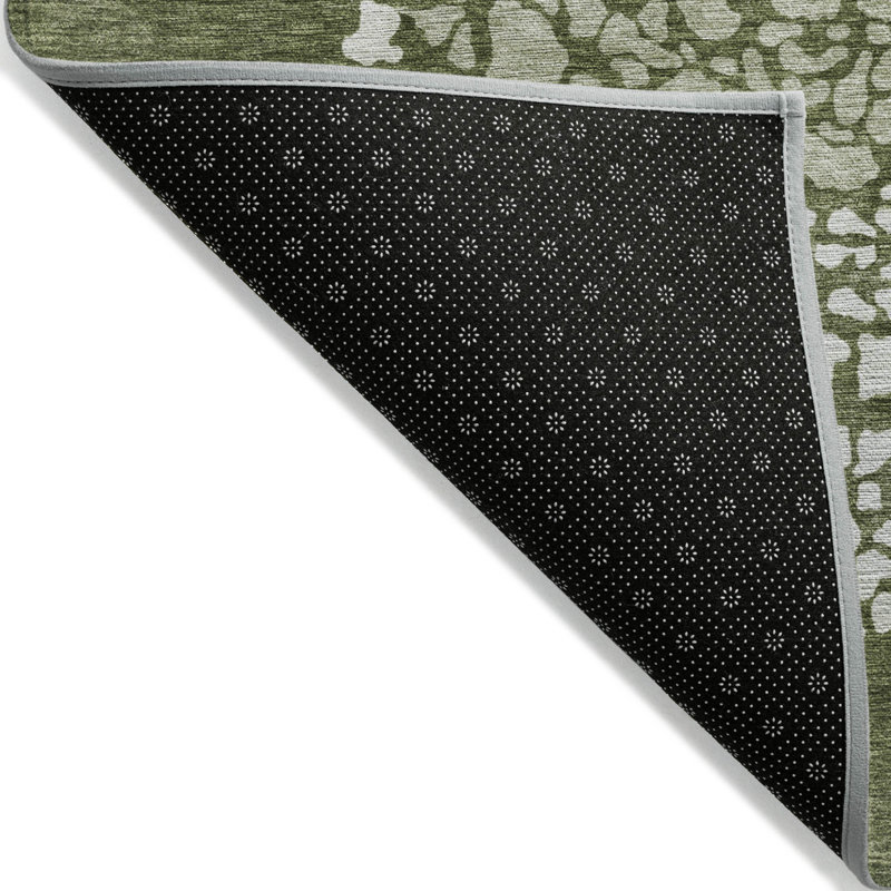 Tapis intérieur lavable abstrait vert olive et artichaut 9 pi x 12 pi HomeRoots