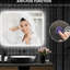 Miroir de salle de bain 35 po x 28 po avec brouillard, luminosité réglable, température de couleur réglable, mémoire, montage mural, horizontal / vertical, Cri90 +, film résistant à l'eau, imperméable, lumières en aluminium, interchangeable, monté,