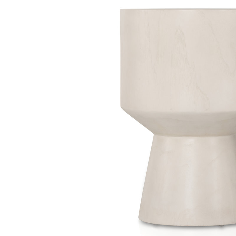 Jovie Outdoor Round Teak Side Table, Ivory Teak