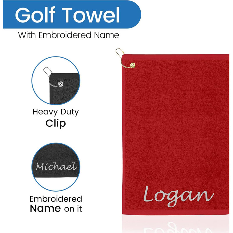 Cotton Embroidered Golf Towels Kitchen Towel, Burgundy, Yes