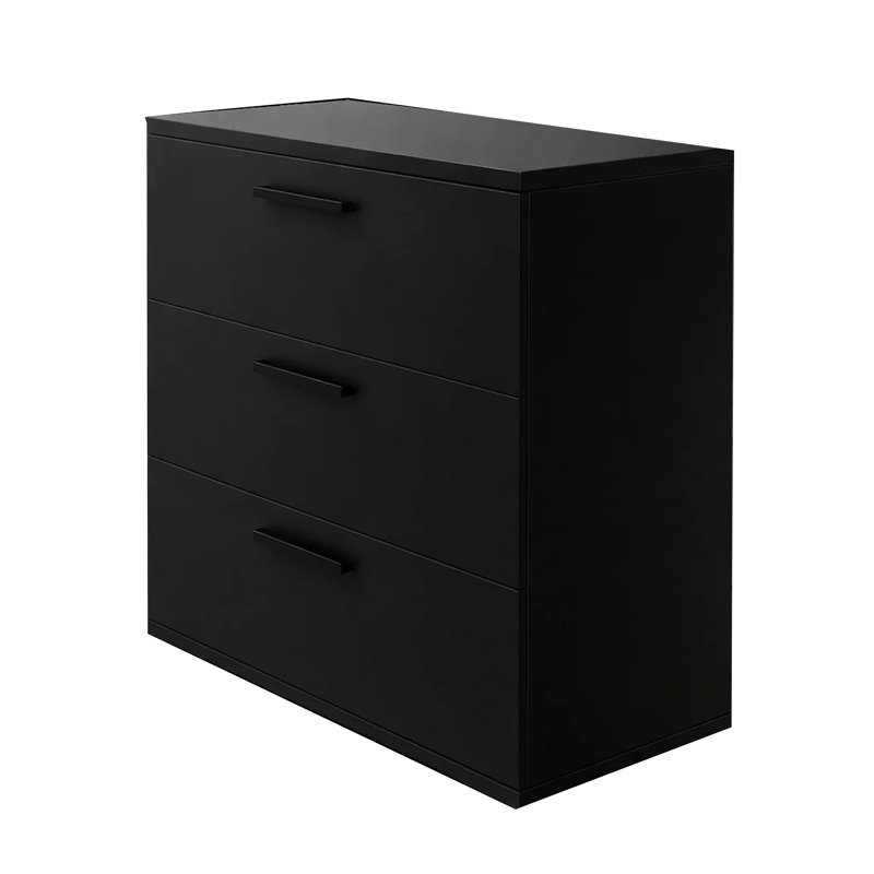 Commode surdimensionnée Moru, 3 tiroirs profonds, bois noir moderne