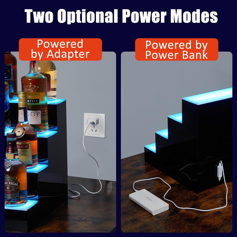 LED Liquor Bottle Display Shelf, Bottle Display Shelf Bar Shelves with Remote & App Control, 16 Colours, 4 Music Modes