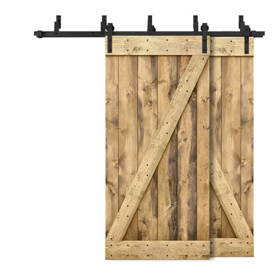 84'' Solid Wood Paneled Painted without Installation Hardware Kit Barn Door