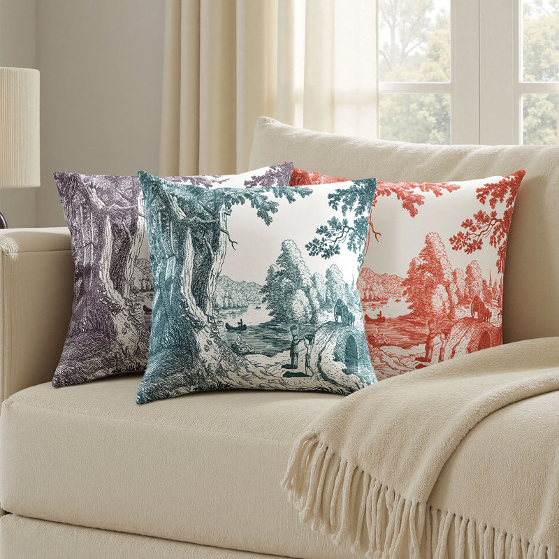 Coussin en toile Reverie - Azur et ivoire - 24 po x 24 po, 24 po x 24 po, Azur, ivoire