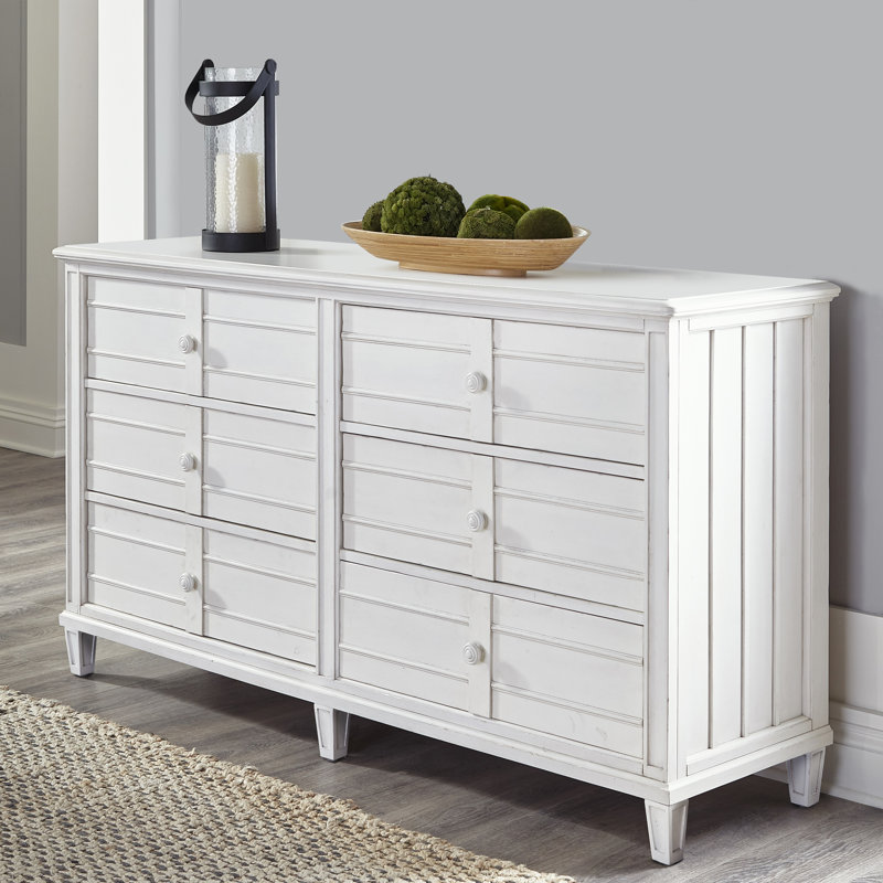 Andra 66" Wide 6-drawer Dresser, White