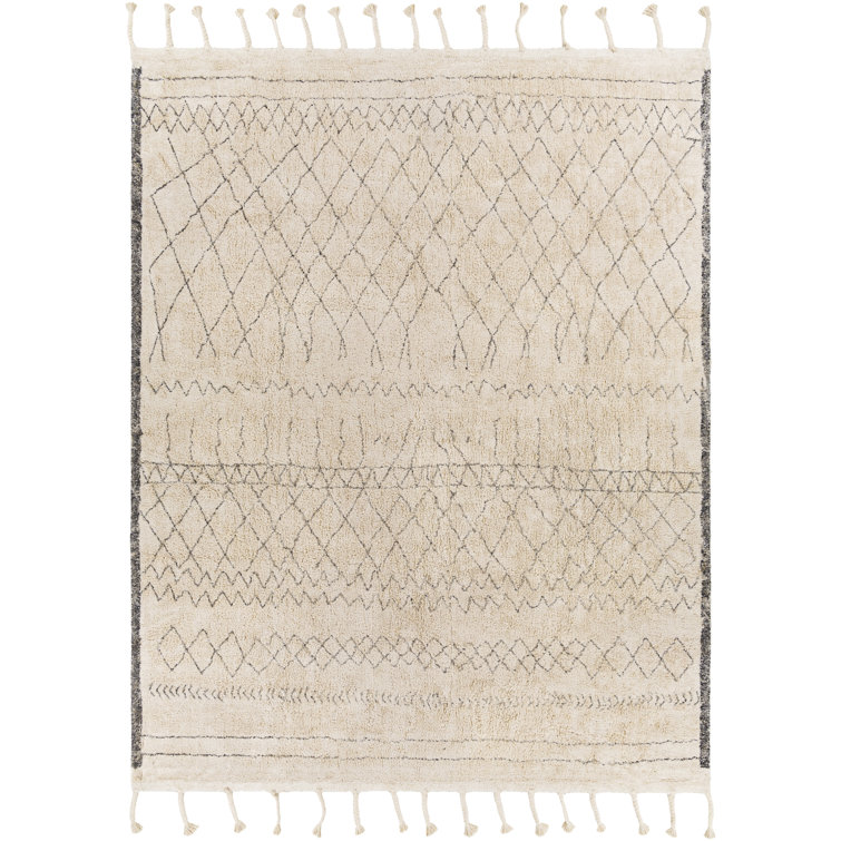 Clover Moroccan Handmade Cotton Gray/Cream Area Rug