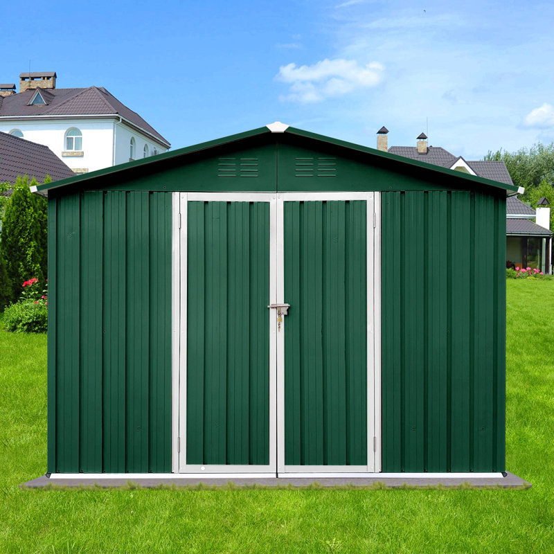 Metal Garden Sheds 8Ft X 10Ft Outdoor Storage Sheds, Green