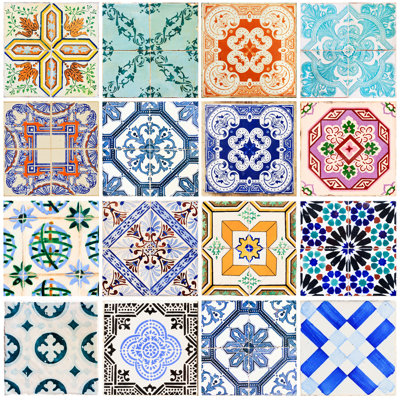 " Lisbon Tiles Collage White "